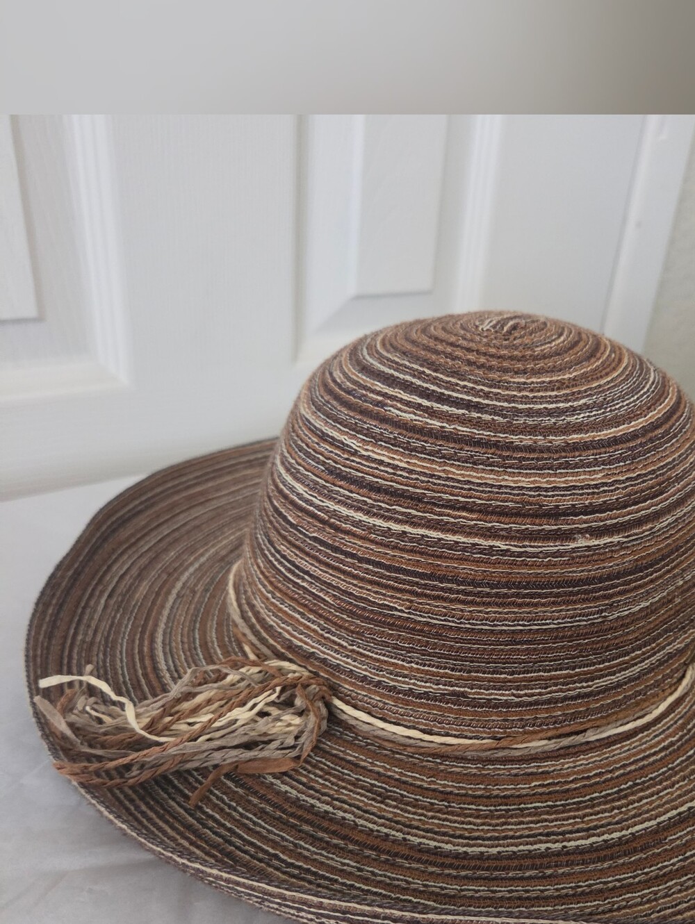 Angela & William Brown Striped 100% Cotton Woven Sun Hat
